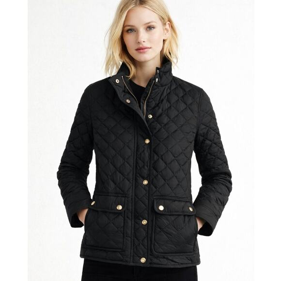 J. Crew Quilted Puffer Jacket Goose Down Black B0208 Size XS - Picture 1 of 12